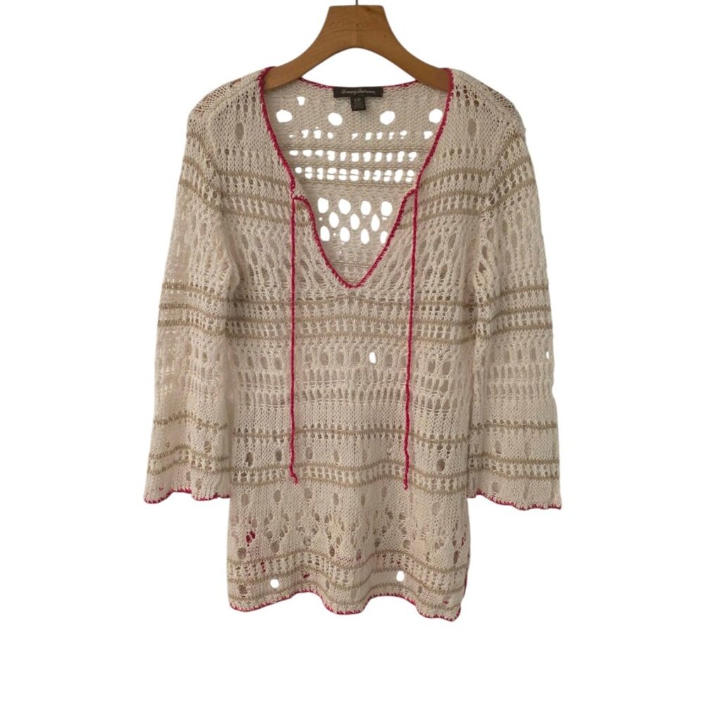 Tommy Bahama Open Knit Cover Up Sheer Beach Travel Cruise Boho Womens Small